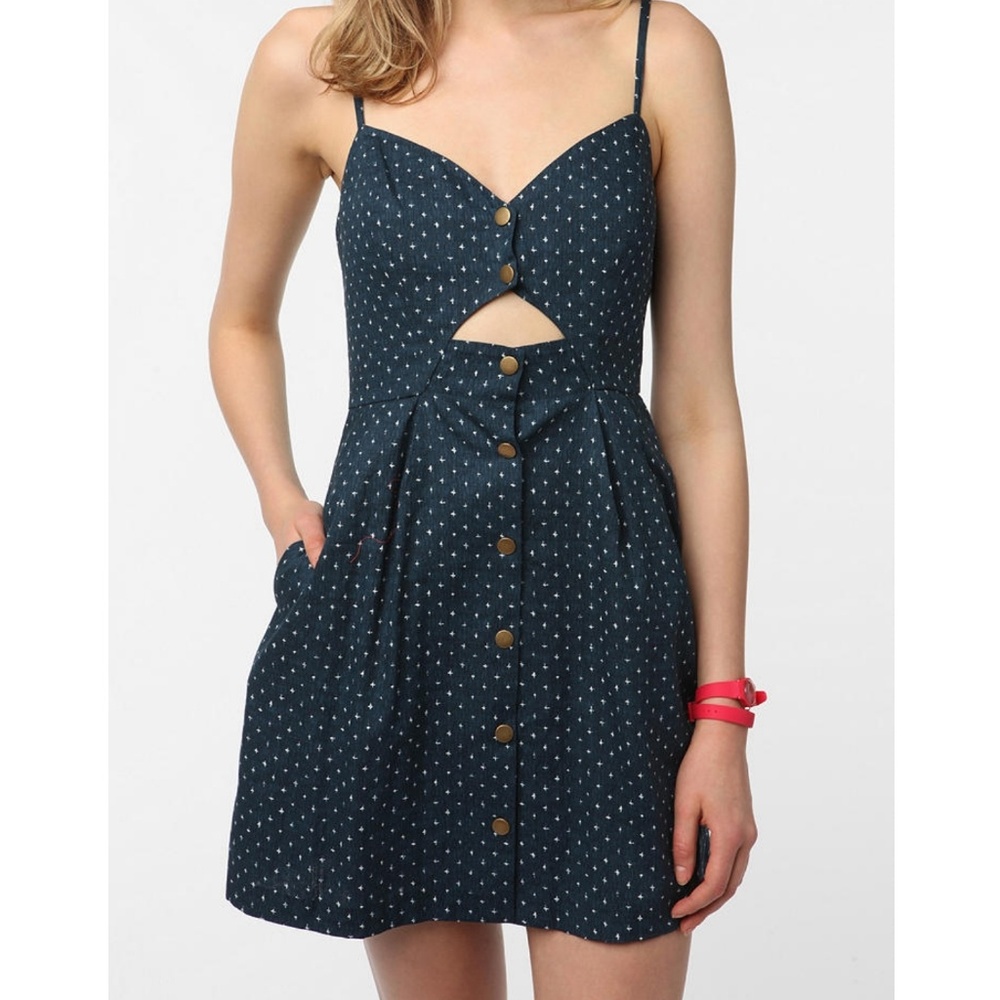 Cope Urban Outfitters Blue Polka Dot Dress